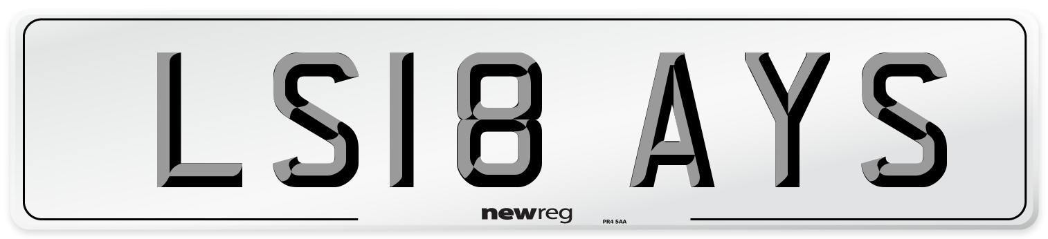 LS18 AYS Number Plate from New Reg